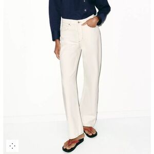 Zara STRAIGHT HIGH-WAIST ANKLE JEANS ECRU size 4